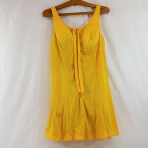 Polka Dot Bathing  Suit Yellow Vintage Size 38